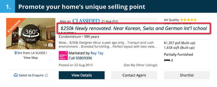 Promote your home's unique selling point